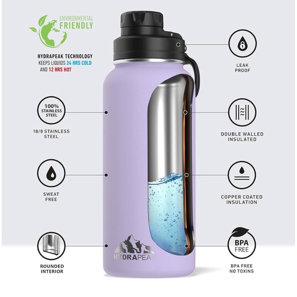 Hydrapeak Lilac 24 oz Stainless Steal Bottle - Picture 7 of 7